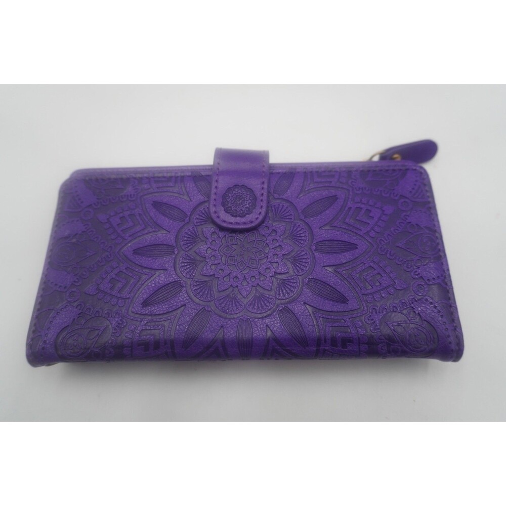 Harryshell Magnetic Zipper Leather Wallet Samsung Galaxy Note 20 Flower Purple